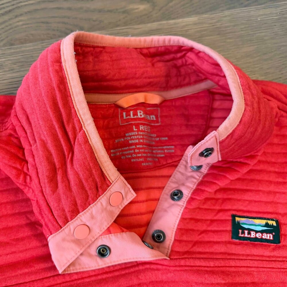 LL Bean red airlight pullover EUC womens Large